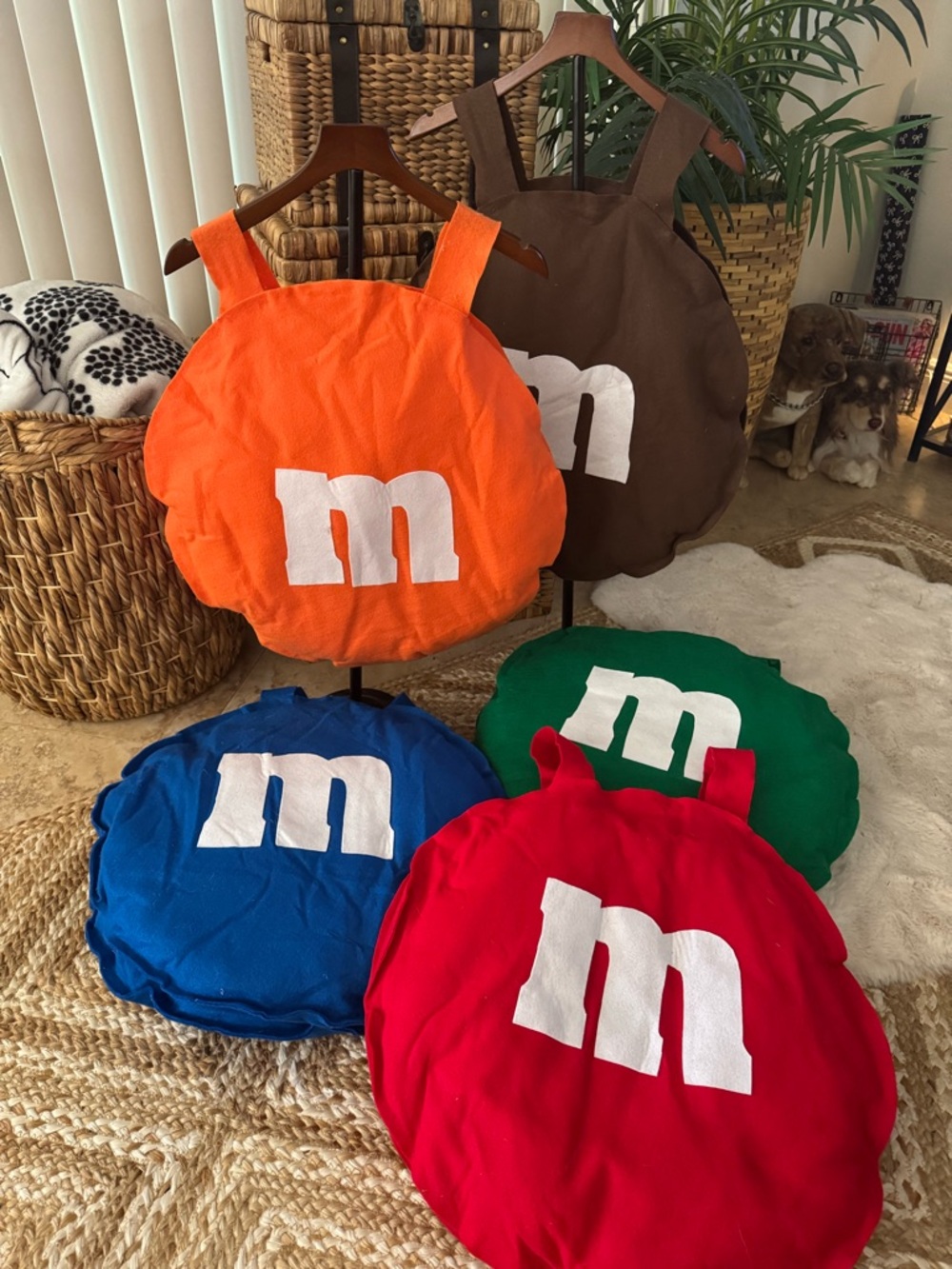 Set of 5 Colorful M&M Candy Character costumes.Unisex child/adult fit .